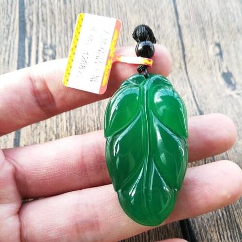 Natural agate green jade pendant necklace leaves jade women men jade necklaces pendants jade jewelry