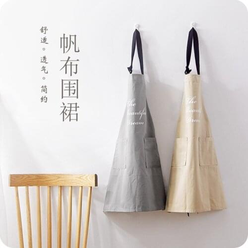 Nordic Kitchen Thicken Canvas Apron Home Waterproof Apron Adult Sleeveless Cooking Apron