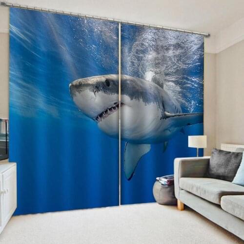 Custom ocean dolphin curtains 3D Window Curtains For Living Room Bedroom Customized size personality curtains