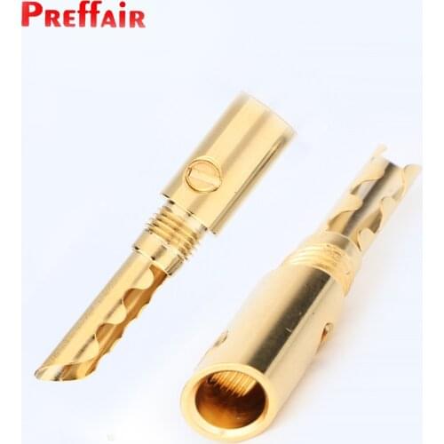 Preffair BA1451 24K Gold Plated Banana Plug Connector Speaker CF-BFA Plug For Audio Speaker Cable