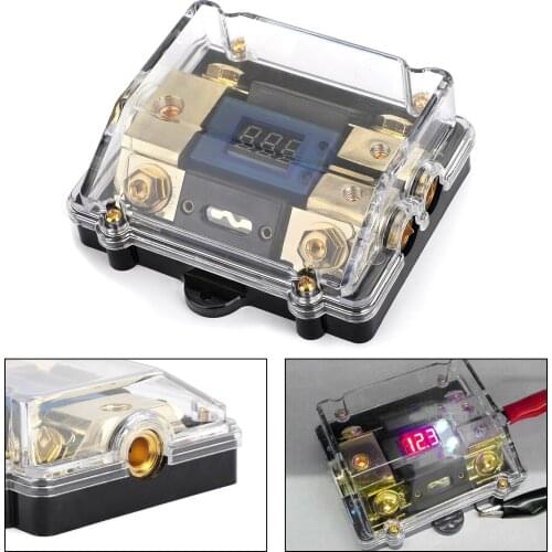 Areyourshop Splitter Clear Cover LED Display 1x0 IN 2x4GA OUT Distribution Block Fuse Holder Heat resistant for Car Audio Marine