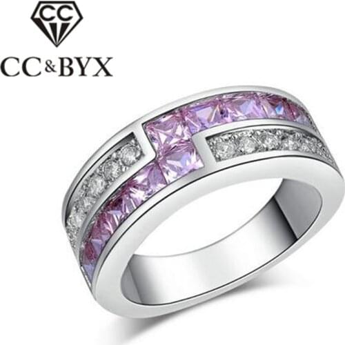 Pink CZ Party Rings For Women 2017 New Fashion Cocktail Ring Bague Femme Wedding Jewelry Anillos Wholesale CC163