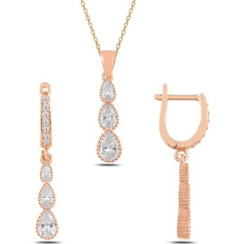 Silver 925 Sterling Cottage Drop Zircon Stone Set