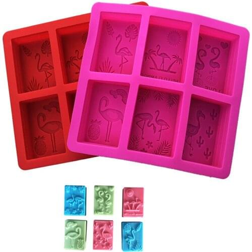 6 Cavity Silicone Soap Molds Rectangle flamingo Shaped Handmade Soap Mold Portable Unique Soap Making Tools