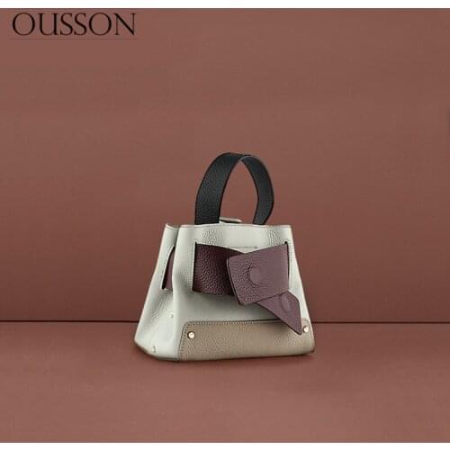 OUSSON Leisure Leather Large Capacity Shoulder Messenger Bag Multifunctional Bucket Bag Fashion Tote Handbag For Women