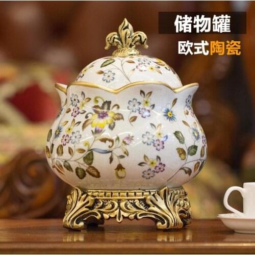 Wedding decoration European style storage pot ceramic sealed pot tea pot candy snack box Jewelry Box Retro home decoration
