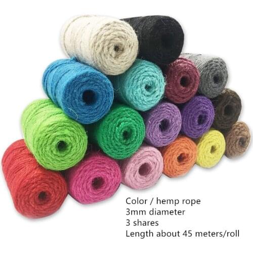 17 Colors 3mm Color Natural Jute Rope Three Strands Of Thin Twine Rope Handmade Diy Material Winding 45 Meters