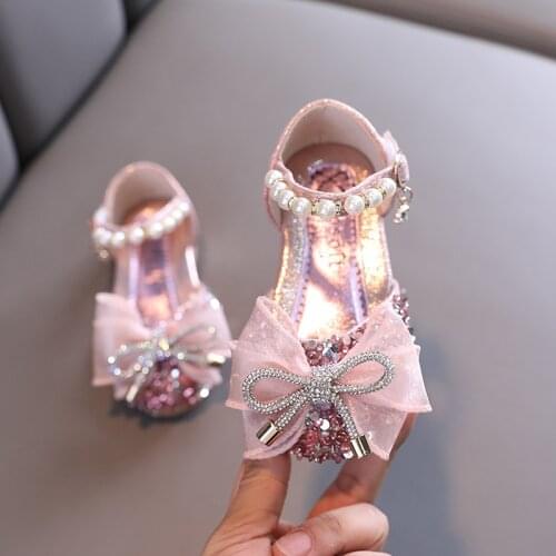 Girls Shoes Kids Flats Princess Shoes Pearl Sequins Childrens Sandal Fashion Dance Performance Single Shoes Party Sandal E953