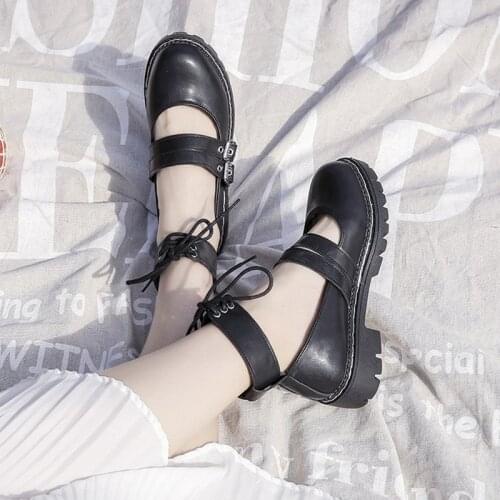 Lolita shoes Japanese small leather shoes cute baby shoes British style Vintage Sweet Lolita Shoes Low Heel Round Head cos loli