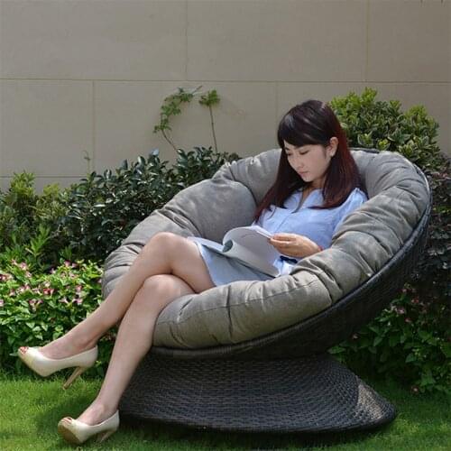 Outdoor sofa cane outdoor circular swivel chair leisure single sofa balcony garden waterproof and sun protection furniture
