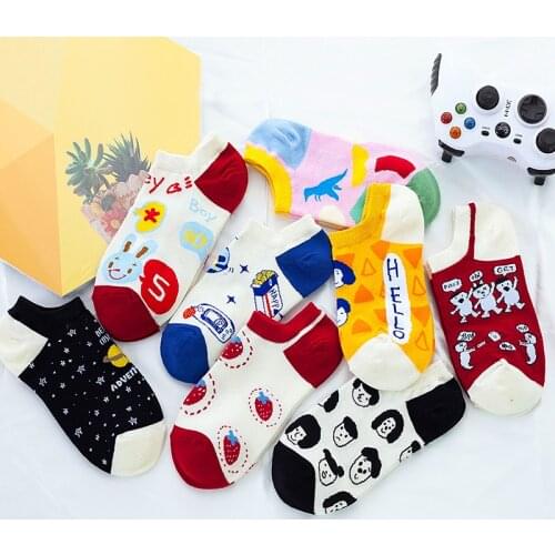 Spring Summer Japanese And Korean Women Cotton Cute Short Socks Cartoon Fruit Funny Female Ankle Socks