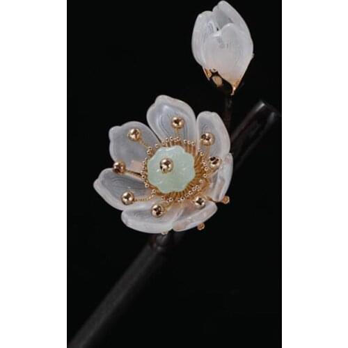 Vintage Hair Stick Pick Natural Wooden Chinese Style Chopsticks Ethnic Lotus Flower Hair pin Women Hairpins Jewelry Accessories