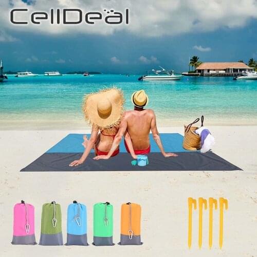 Camping Mat Waterproof Pocket Beach Blanket Folding Portable Lightweight Mat Outdoor Picnic Mat Sand Beach Mats 2 Sizes