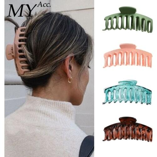 Fashion 11CM New Large Size Big Hair Claw Clip Ins Plain Color Crab Resin Hair Clamps for Women Hair Accessories
