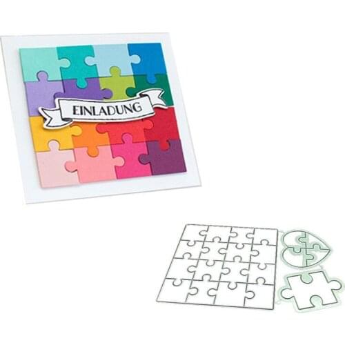 ZENRA Big Small Puzzle Stamps And Metal Cutting Die DIY Paper Card Making Scrapbook