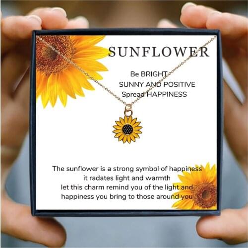 Sunflower Daisy Necklace Women Korea Sun Flower Gold Pendant Necklaces Girl Unique Design Jewelry Gift for Friend