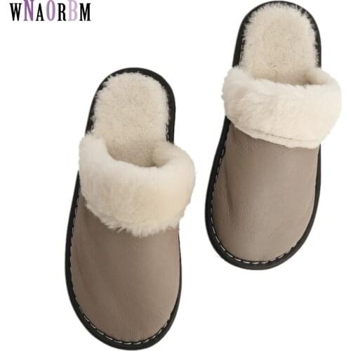 Winter fashion mens and women" home slippers 100% sheep shearing fur warm shoes ladies slip flat shoes fur slippers 35cm-44cm
