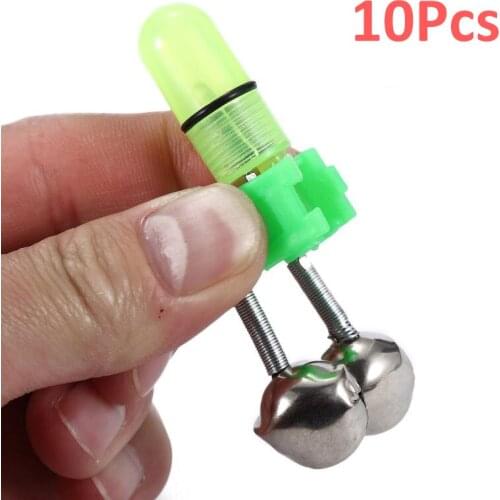 10Pcs/Set Twin Spiral Bells Fishing Bite Alarms Outdoor Night Carp Fishing Rod Tip Clips Tool Accessories Twin Bell Ring Clip