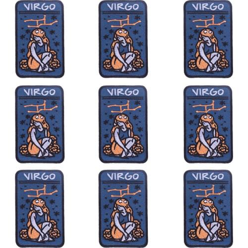Pulaqi 10PCS Twelve Constellations Patch Wholesale Patches Iron On Patches For Clothing Stripe Wholesale Dropship Custom Patch