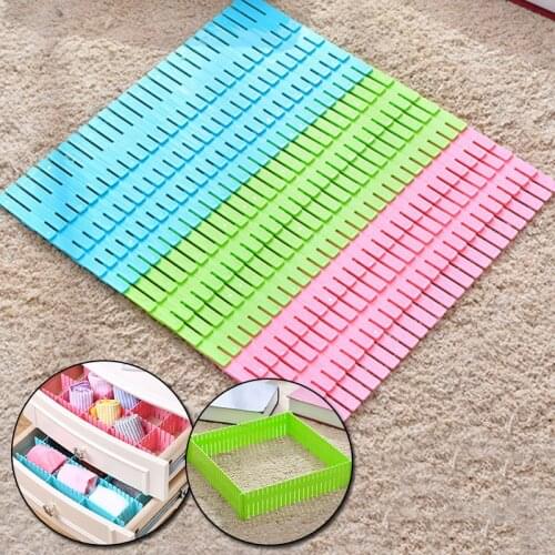 2pcs Plastic DIY Grid Drawer Adjustable Separator Divider Cabinet Household Necessities Storage Organizer Tools Storage Drawer