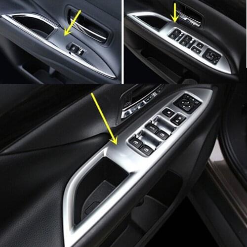 4Pcs/set Auto Interior Door Armrest Window Lift Button Switch Frame Cover Trim Car Styling Covers For Mitsubishi Outlander 2016