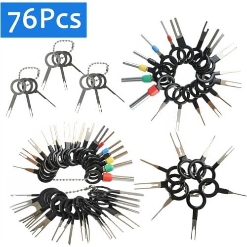 76Pc Car Pin Extractor Terminal Removal Tool Ejector Kit Wiring Crimp Connector Puller Plug Repair Hand Tool Accessory Wholesale