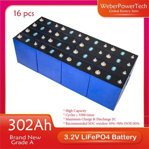 BRAND NEW 3.2V 302Ah Lifepo4 Battery Grade A DIY 12V 24V 48V 302AH Rechargeable Battery Pack for RV Solar Energy Storage System