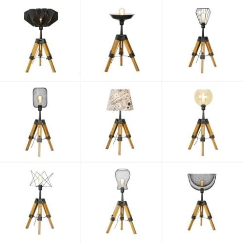 American style postmodern tripod table lamp iron study desk bedside retro bar table wood nostalgic lamp