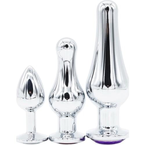 DOMI 3 Colors Crystal Jewelry Stainless Steel Butt plug Women Sex Toy Anal Dildo Men (3pcs)