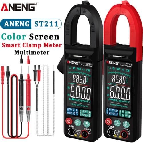 ANENG ST211 Digital Clamp Meter Multimeter 6000 Counts AC DC Voltage Current Tester Car Amp Hz NCV Ohm Big Color Screen Test