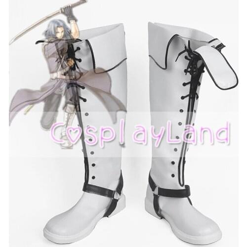 Fire Emblem Path of Radiance Zihark White Cosplay Shoes Boots Party Cosplay Show Shoes Custom Made for Adult Men Shoes Costume