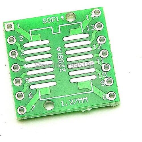 Free shipping 10PCS TSSOP14 SSOP14 SOP14 to DIP14 Transfer Board DIP Pin Board Pitch Adapter NEW