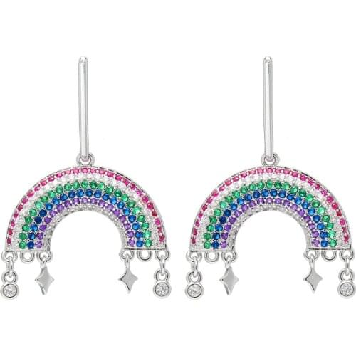 Bettyue Shiny Rainbow Appearance Design Earring For Women&Girls With Colorful Zirconia Jewelry Banquet Fashion Ornament