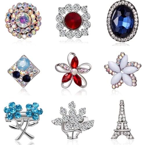 Rhinestone Silver Color Flower Brooches for Women Men Wedding Bridal Party Round Bouquet Brooch Pin Vintage Fashion Jewelry