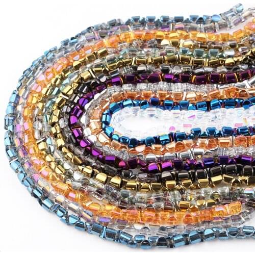 Austrian Glass Plated Beads 4/6/8mm Lampwork Crystal Flat Beads Wholesale Charms Jewelry DIY Making Needlework Accessories