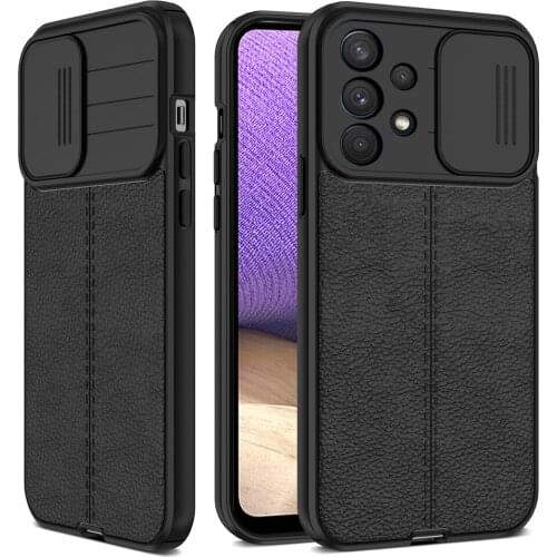 Lychee Pattern Leather Case for Samsung Galaxy A32 A52 A72 5G Push Pull Camera Protection For Svmsung A 32 52 72 Coque Cover