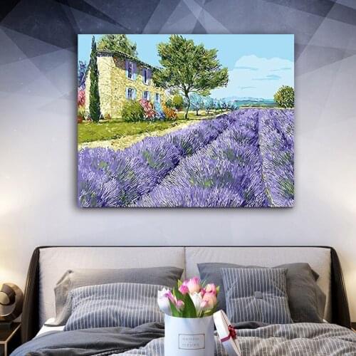 DIY colorings pictures by numbers with Manor lavender picture drawing Relief painting by numbers framed Home