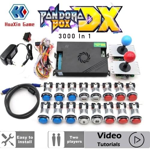 2 Player Sanwa Joystick, Chrome LED Push Button, Original Pandora Box DX 3000 Kit DIY Arcade Machine Home Cabinet with Tutorial