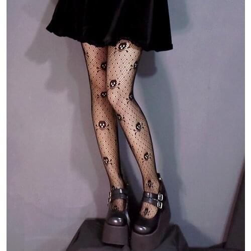 Gothic Bones Woman G Stockings Net Pants Sexy Hollow Halloween Skull Socks Fishnet Stockings Student Female Bottoming Pantyhose