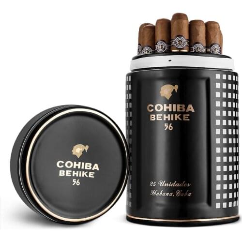 COHIBA Ceramic Cigar Tube Large Diameter Cigar Humidor Jar Home Cigar Accessories with Gift Box