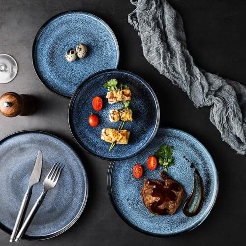 Starry Blue nordic Ceramic Plate serving round tray decorative salad sushi dessert plate porcelain tableware dinner sets
