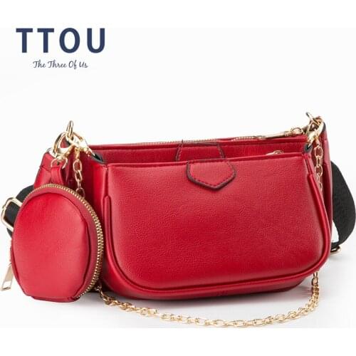 3pcs Set Solid Color Crossbody Bag Women PU Leather Shoulder Bag Luxury Chains Handbag Female Messenger Bag Lady Purse bolso