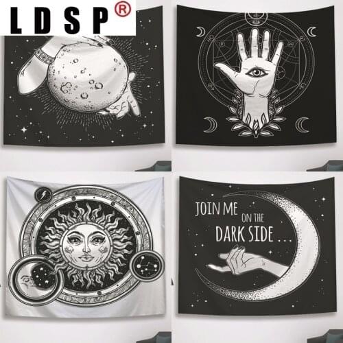 LDSP Tapestry Sun Moon Hand Wall Hanging Fabric Mural Background Cloth Wall Rugs Towel Beach Blanket Dorm Living Home Decor