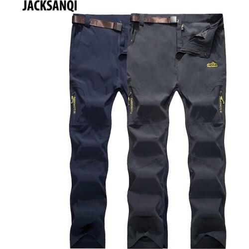 JACKSANQI Mens Hiking Thin Elasticity Quick Dry Pants Outdoor Sport Spring Autumn Male Trouser For Camping Climb Trekking RA394