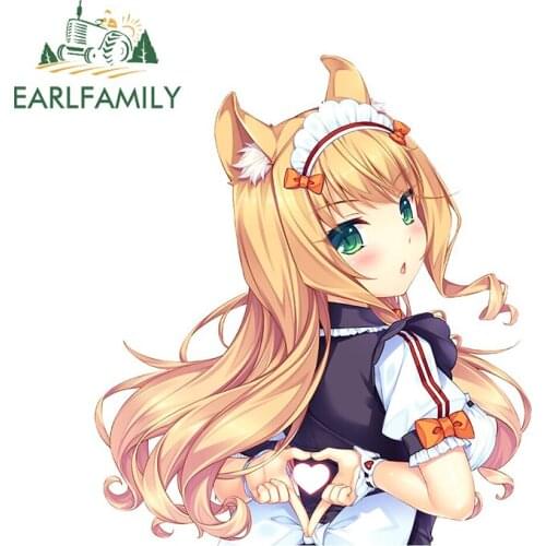 EARLFAMILY 13cm x 11.1cm for Nekopara Cute Girl DIY Motorcycle Car Stickers 3D Funny Waterproof Body for Car Decal Decoration