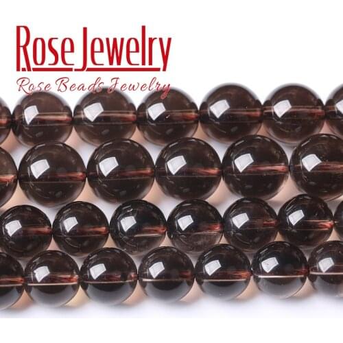Top Quality Natural Smoky Quartzs Crystal Stone Round Beads For Jewelry Making DIY Bracelet Necklace 4 6 8 10 12mm 15'' Strand