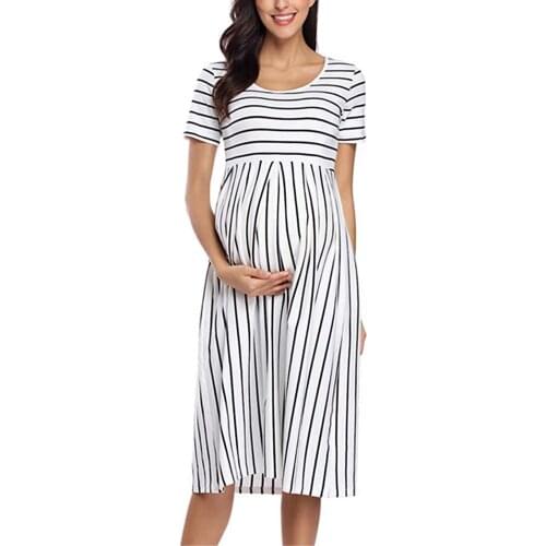 2021 New Maternity Dresses Women Clothes Pregnant Maternity Nursing Solid Breastfeeding Summer Maternity Dress Plus Size