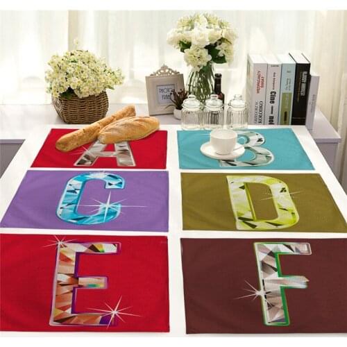 Colorful Alphabet Tea Coaster 26 Letter Pattern Placemat Dining Table Mat Drink Coasters Cotton Linen Pad Cup Mats