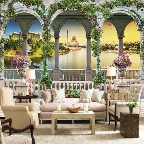 Custom Photo Wallpaper 3D Stereo Flower Arch Landscape Wall Covering Bedroom Living Room TV Wall Home Decoration 3D Large Mural