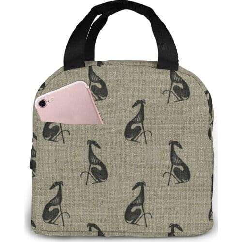 Fashion Portable Insulated Canvas Lunch Bag Thermal Food Greyhound Dog Prints Women Kids Men Cooler Lunch Box Bag Tote Dropship